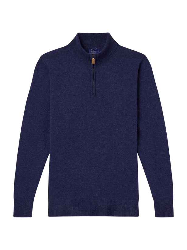 Photo: William Lockie - Wool Half-Zip Sweater - Blue
