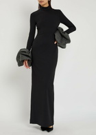 Solace London Viviana Puffed-cuff Crepe Maxi Dress Black