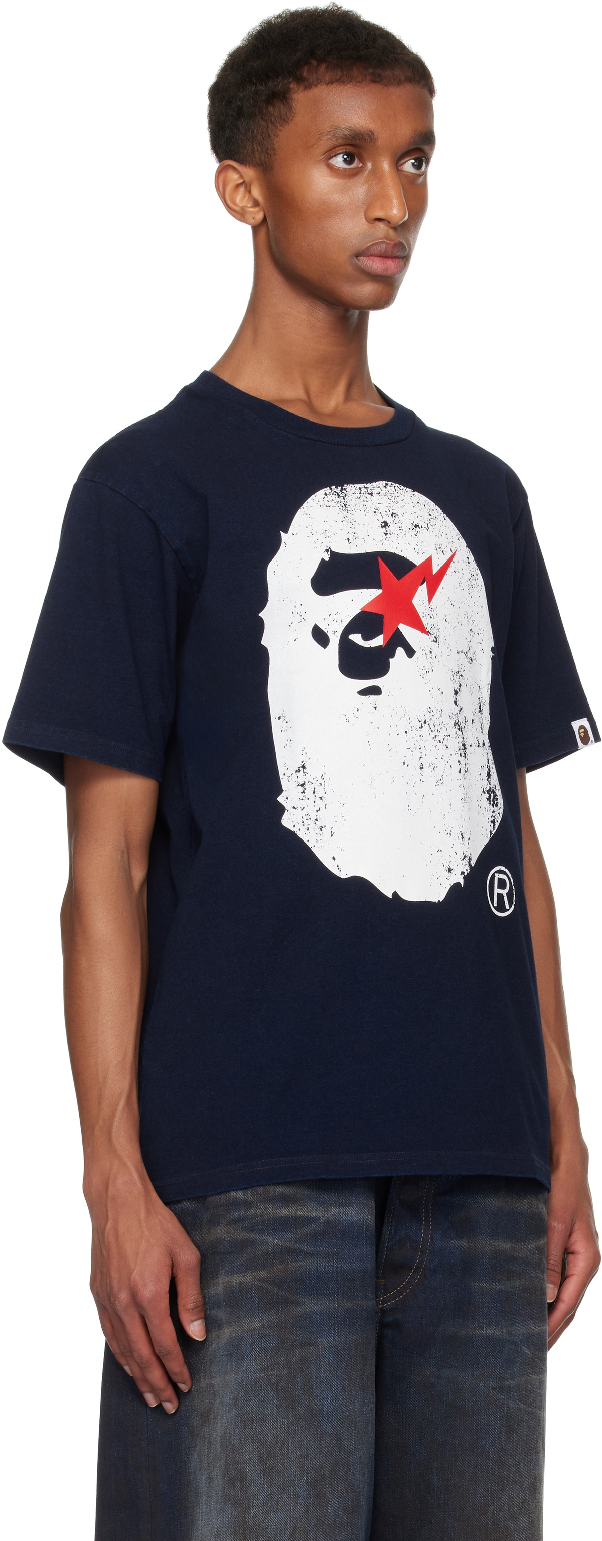 BAPE Navy Ape Head T-shirt A Bathing Ape