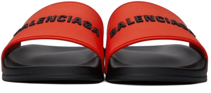 Balenciaga Red & Black Logo Pool Slides Balenciaga display picture 1