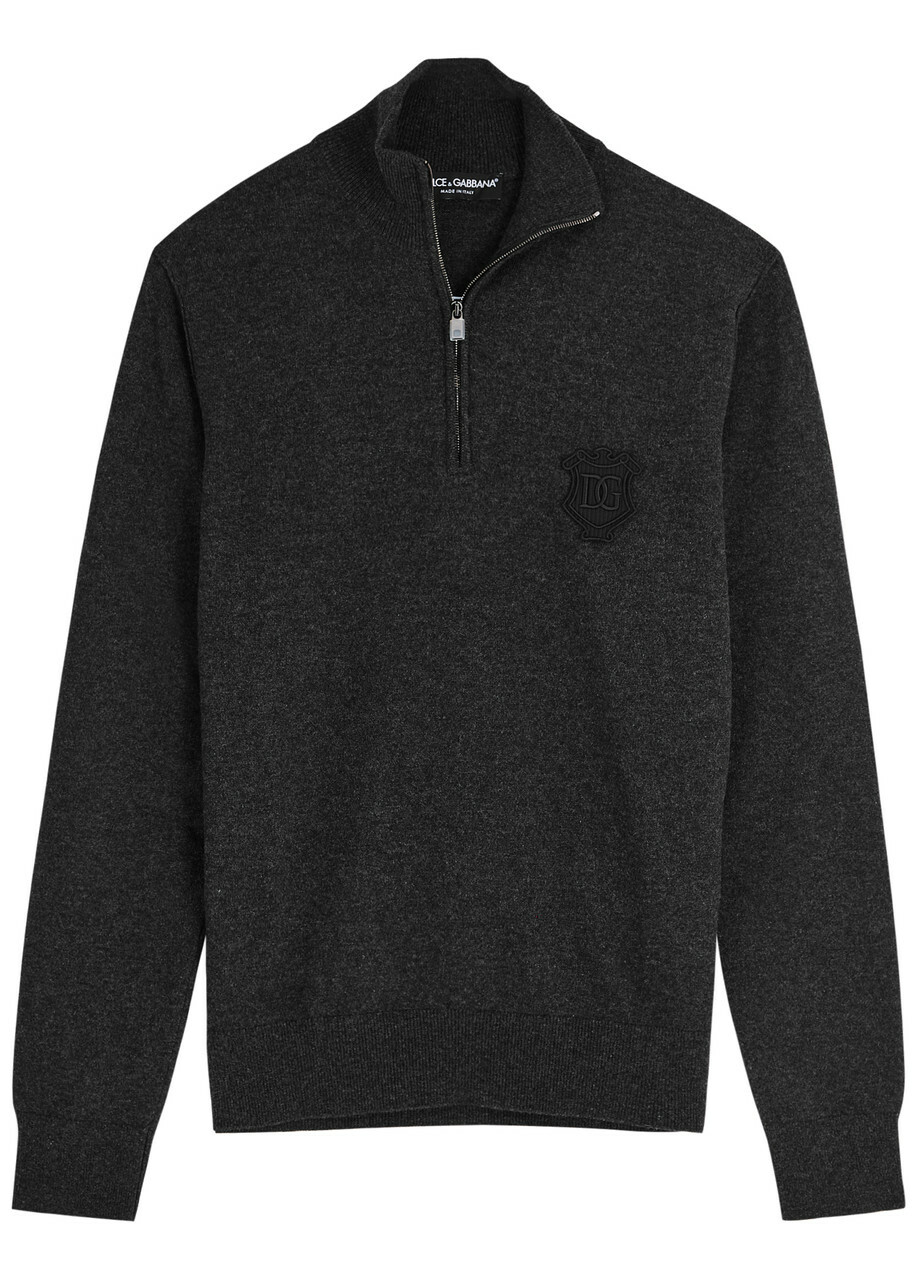 Dolce & Gabbana Logo Half-zip Cashmere Jumper Grey Dolce & Gabbana
