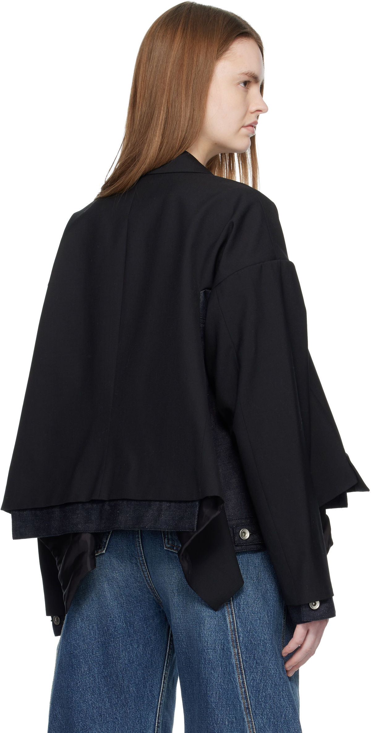 sacai Black Suiting & Denim Blazer