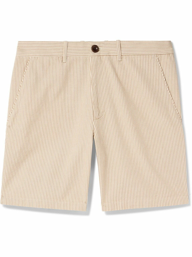 Photo: Mr P. - Slim-Fit Straight-Leg Striped Cotton Bermuda Shorts - Neutrals