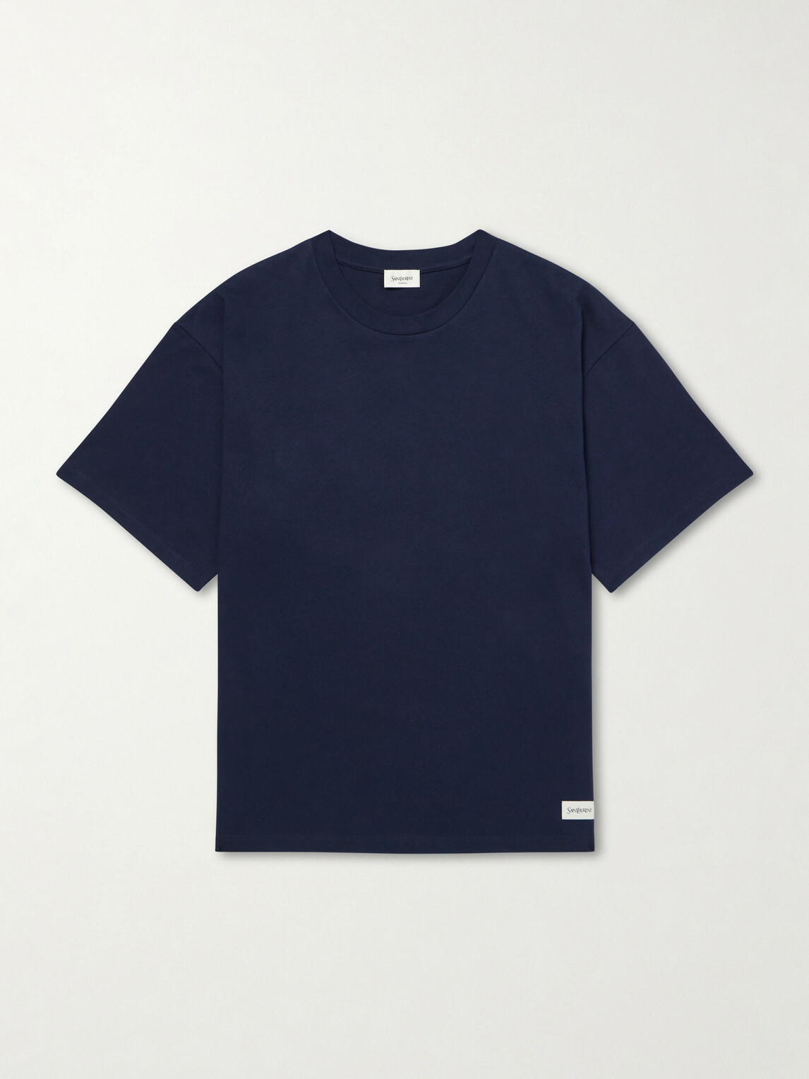 SAINT LAURENT - Logo-Appliquéd Cotton and Modal-Blend Jersey T-Shirt - Blue
