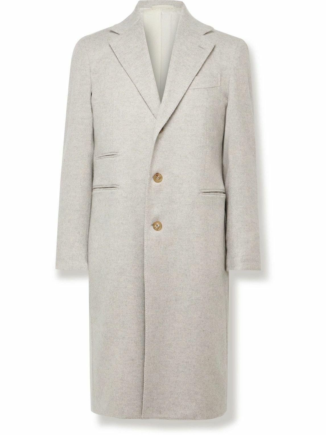 De Petrillo - Herringbone Virgin Wool and Cashmere-Blend Overcoat - Gray
