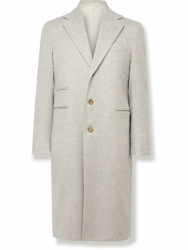 Photo: De Petrillo - Herringbone Virgin Wool and Cashmere-Blend Overcoat - Gray