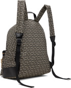 Balmain Black & Beige Pulse Monogram Jacquard Backpack