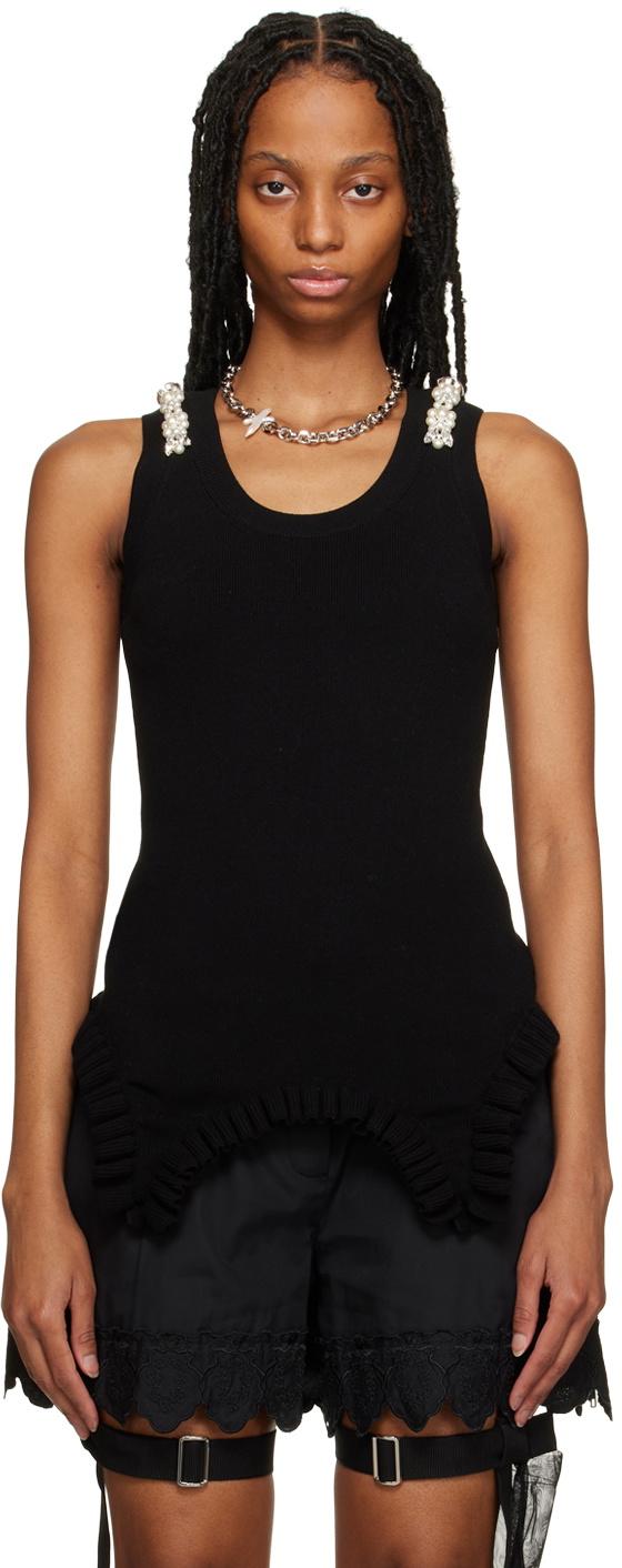 Simone Rocha Black Ruffled Tank Top Simone Rocha