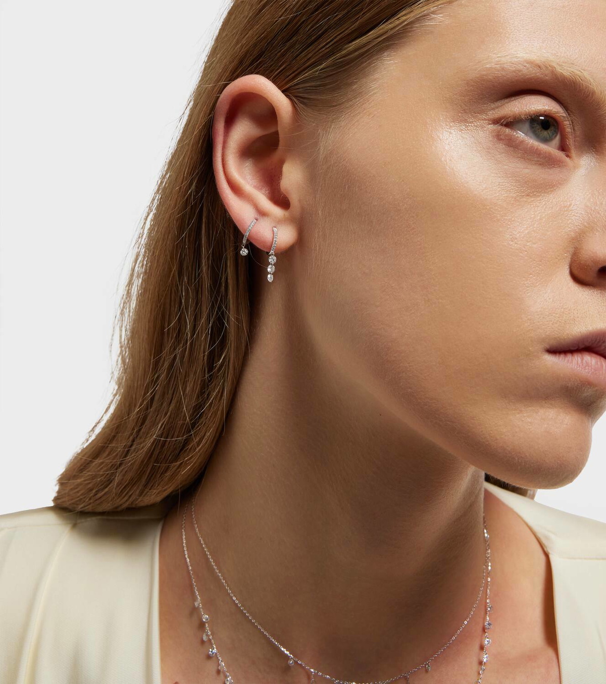 Persée 18kt gold single earring with diamonds