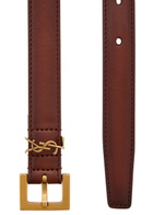 Saint Laurent Logo Leather Belt Dark Brown
