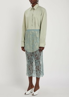 Acne Studios Layered Cotton and Silk-blend Midi Shirt Dress Green