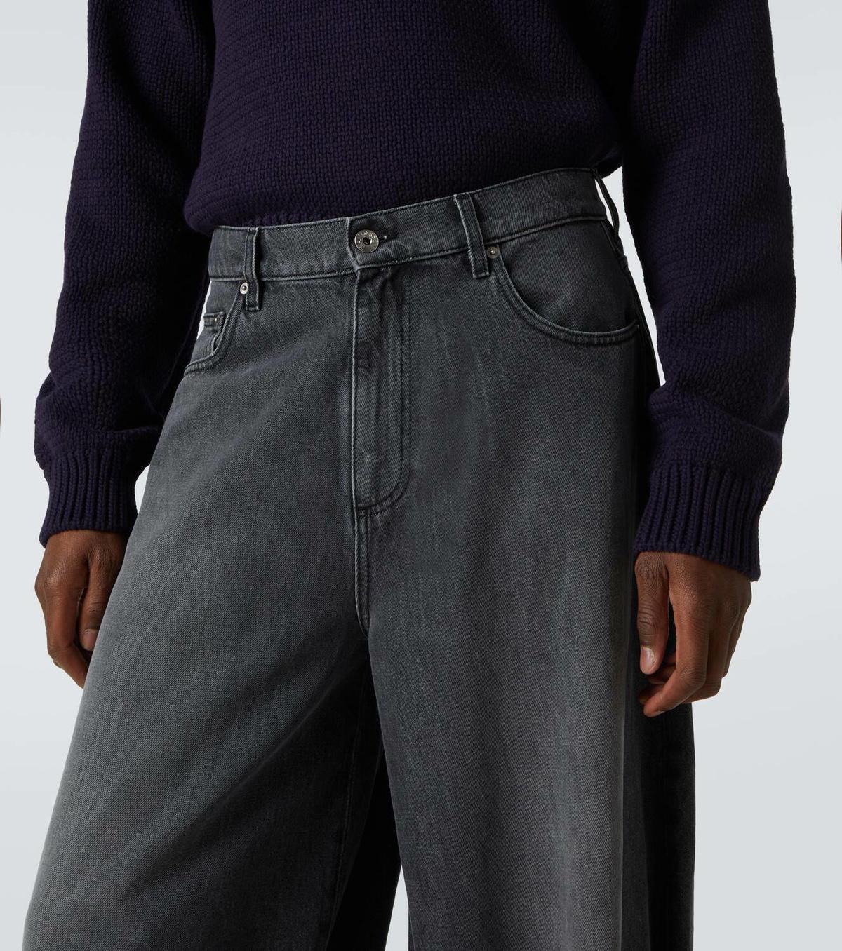JW Anderson Belt-detail faded wide-leg jeans