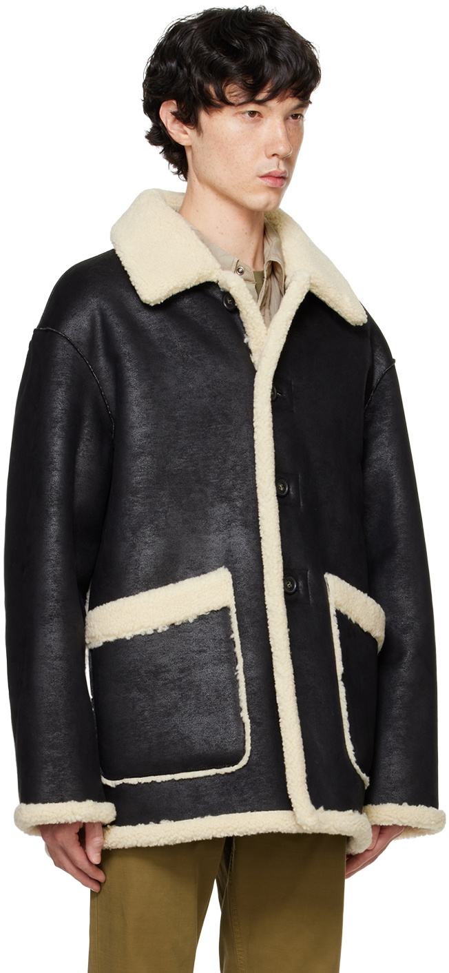 Dunst Black & Beige Reversible Faux-Shearling Jacket Dunst Dunst Black & Beige Reversible Faux-Shearling Jacket Dunst