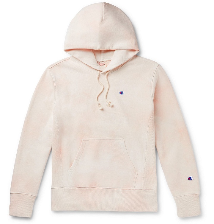 Photo: Champion - Logo-Embroidered Tie-Dyed Fleece-Back Cotton-Blend Jersey Hoodie - Pink