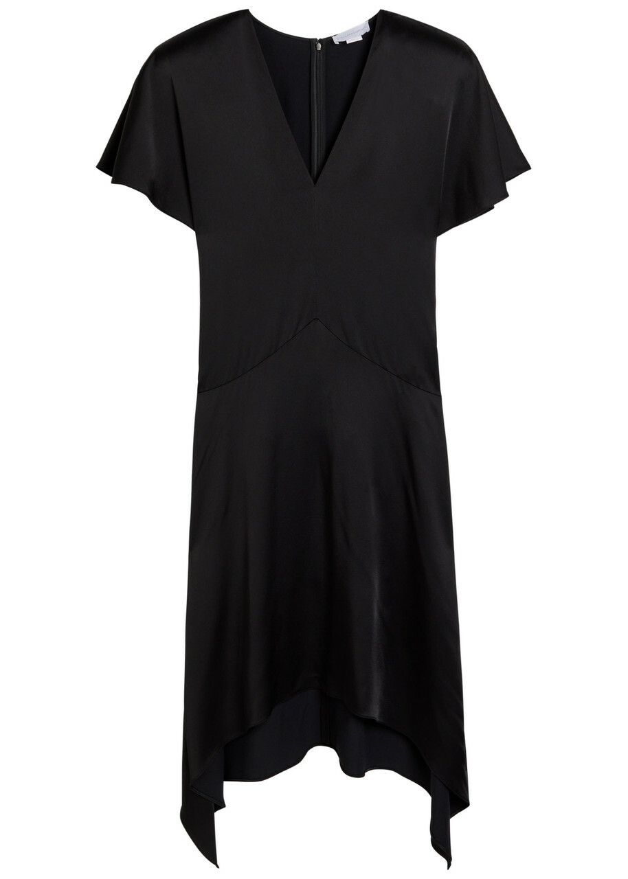 Stella Mccartney Asymmetric Satin Midi Dress Black