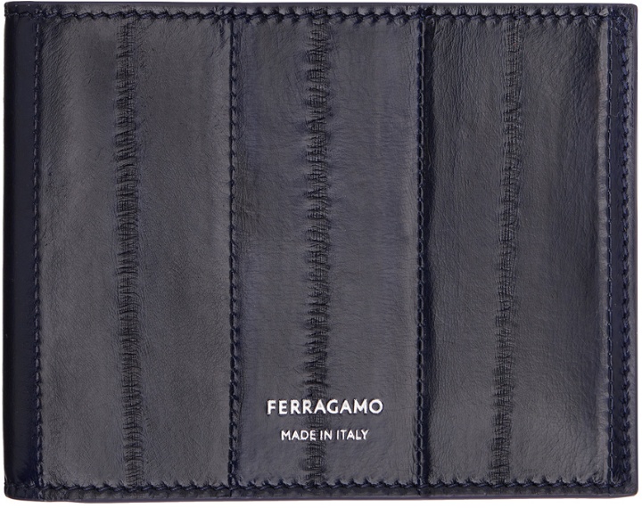 Photo: Ferragamo Navy Pinched Seam Wallet