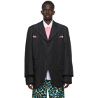 Comme des Garcons Homme Plus Black Gabardine Cut-Out Blazer