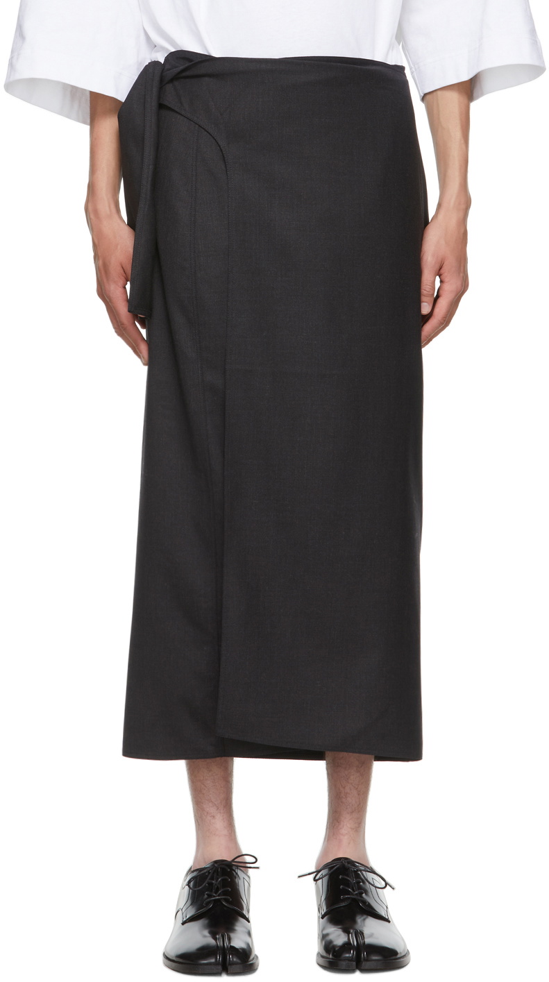 Hed Mayner Grey Wool Wrap Cape Skirt Hed Mayner Hed Mayner Grey Wool Wrap Cape Skirt Hed Mayner