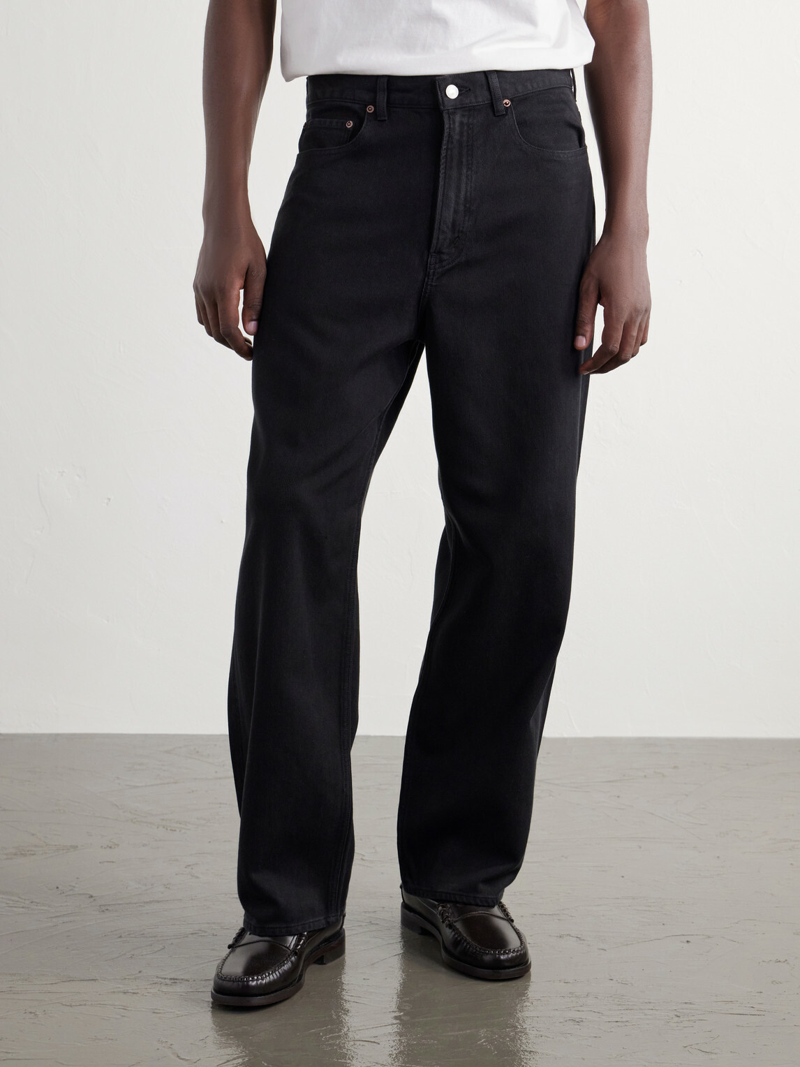 A.PRESSE - Straight-Leg Cotton and Silk-Blend Piqué Trousers - Black