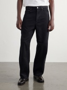 A.PRESSE - Straight-Leg Cotton and Silk-Blend Piqué Trousers - Black