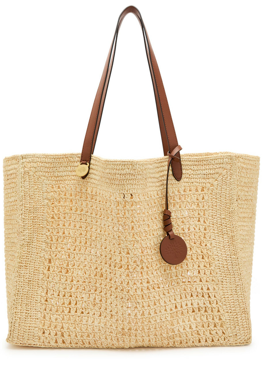 Mulberry Crochet Leather and Raffia Tote - Natural - One Size