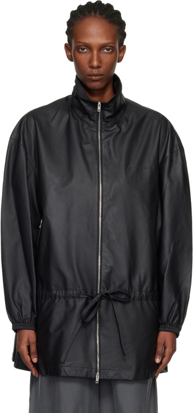 Photo: Alexander Wang Black Drop Waist Bonded Leather Jacket