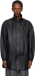 Alexander Wang Black Drop Waist Bonded Leather Jacket