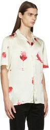 Nahmias Off-White Silk Fine Wine Short Sleeve Shirt