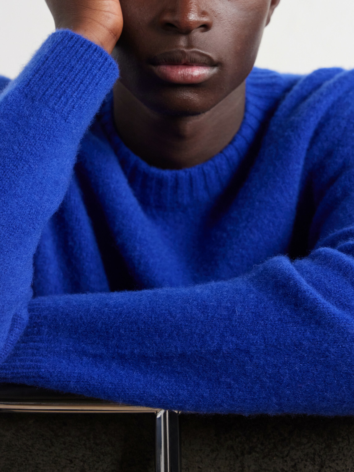Mr P. - Brushed-Cashmere Sweater - Blue