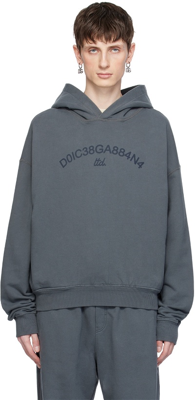Photo: Dolce&Gabbana Gray Cropped Hoodie