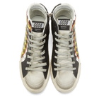 Golden Goose White and Black Grand Prix Sneakers