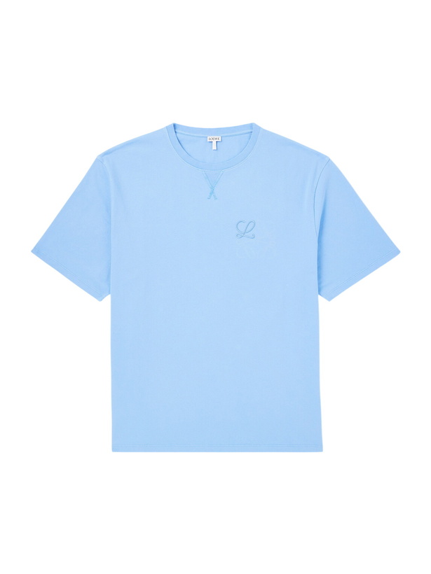 Photo: LOEWE - Logo-Embroidered Cotton-Jersey T-Shirt - Blue