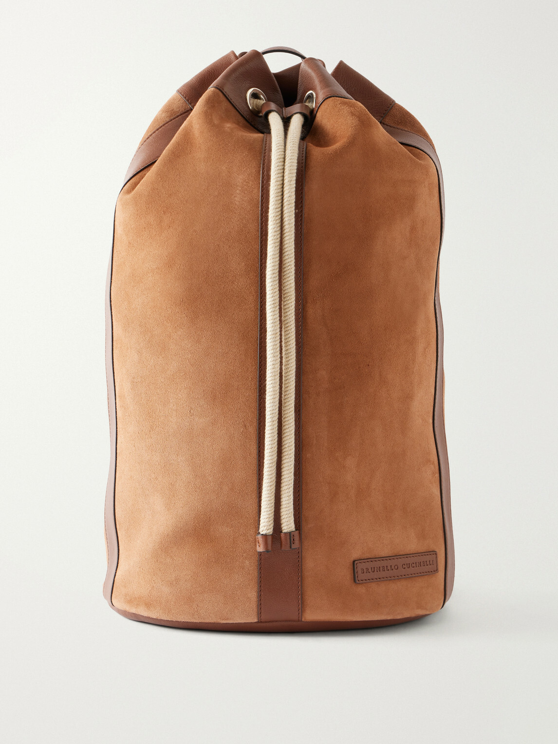 Brunello Cucinelli - Leather-Trimmed Suede Backpack