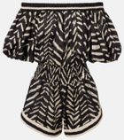 Johanna Ortiz Printed off-shoulder cotton romper
