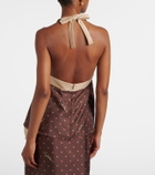 Valentino Printed halterneck silk twill top