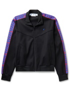 Off-White - Jacquard-Trimmed Logo-Embroidered Tech-Jersey Track Jacket - Black