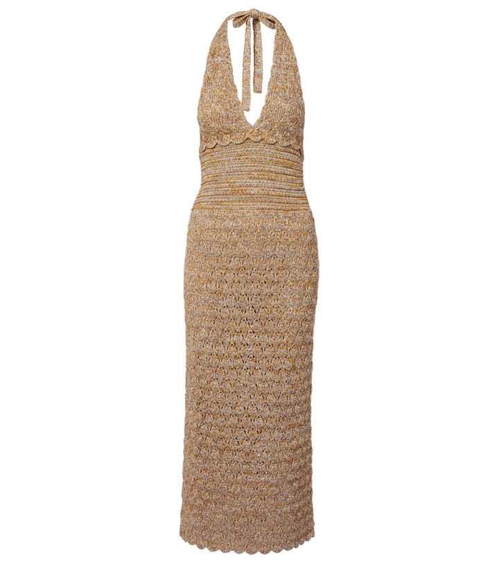 Photo: Valentino Open-knit linen-blend lamé midi dress