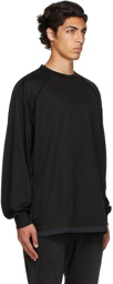 Juun.J Black Solid String Long Sleeve T-Shirt