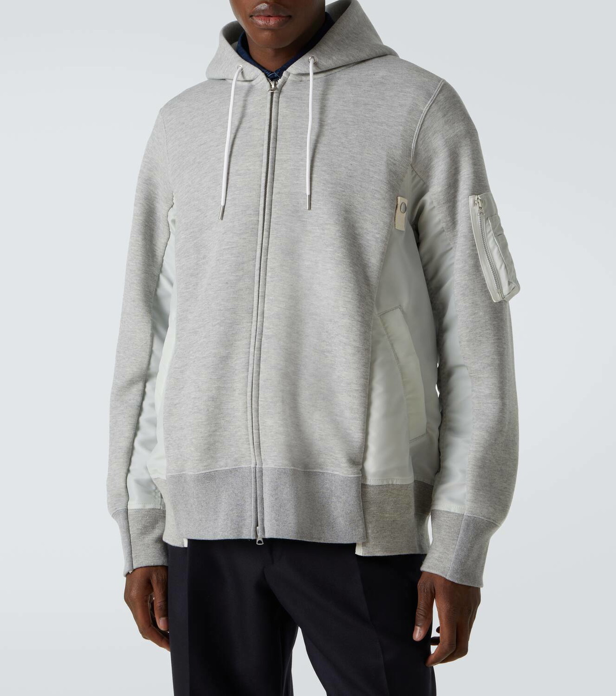 Sacai Cotton jersey and technical twill hoodie Sacai