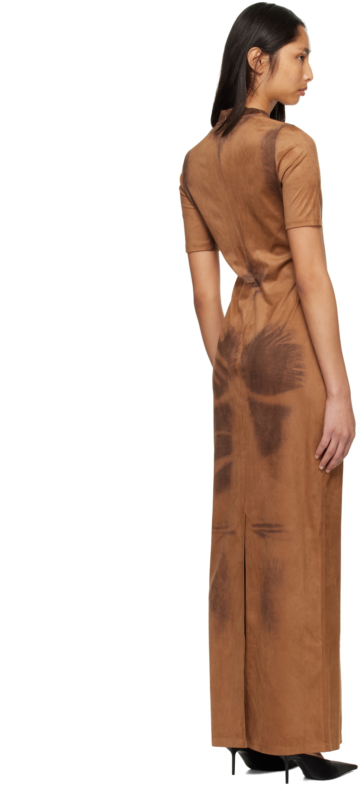 Acne Studios Brown Trompe L’Oeil Faux-Suede Maxi Dress