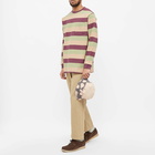 Beams Plus Men's Long Sleeve Stripe Pocket T-Shirt in Purple