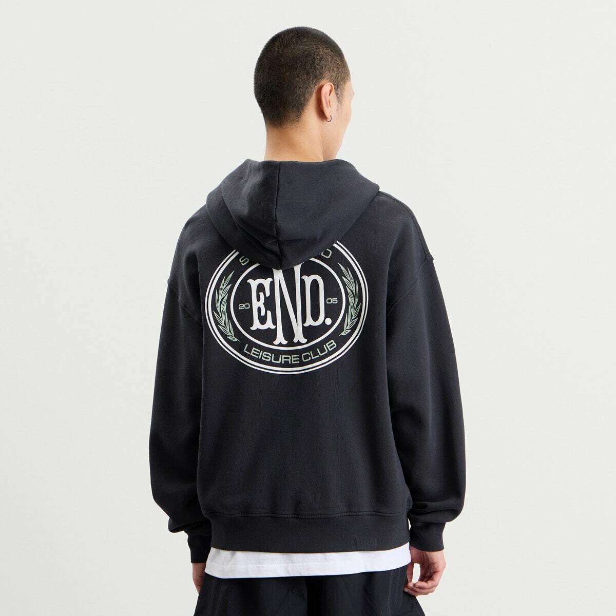 END. Leisure Zip Hoodie in Cinder Black