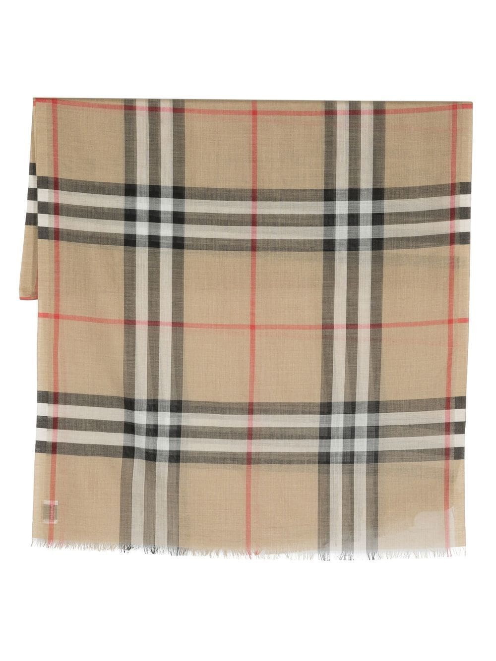 BURBERRY - Check Motif Wool And Silk Blend Scarf Burberry