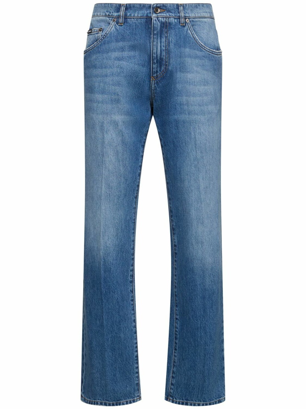 Photo: DOLCE & GABBANA Classic Logo Plaque Denim Jeans