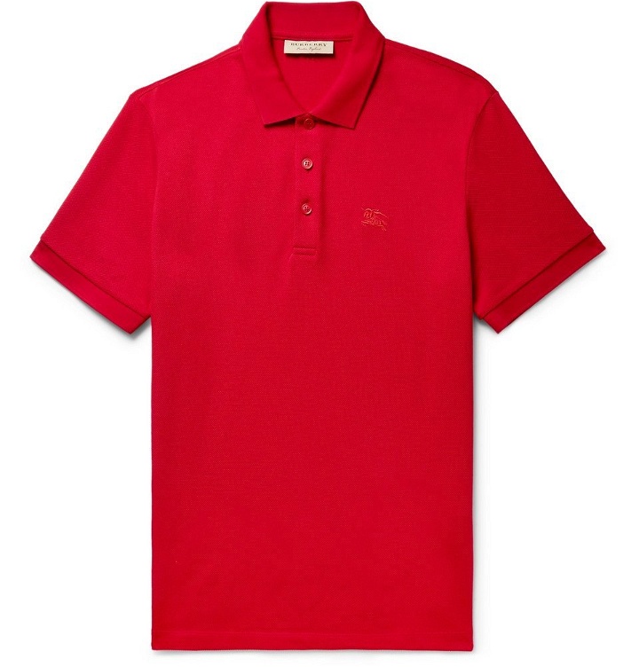 Photo: Burberry - Slim-Fit Cotton-Piqué Polo Shirt - Men - Red