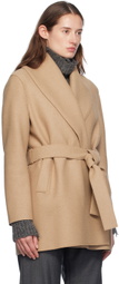 Harris Wharf London Tan Shawl Belted Jacket