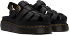 Dr. Martens Black Wrenlie Grizzly Leather Fisherman Sandals