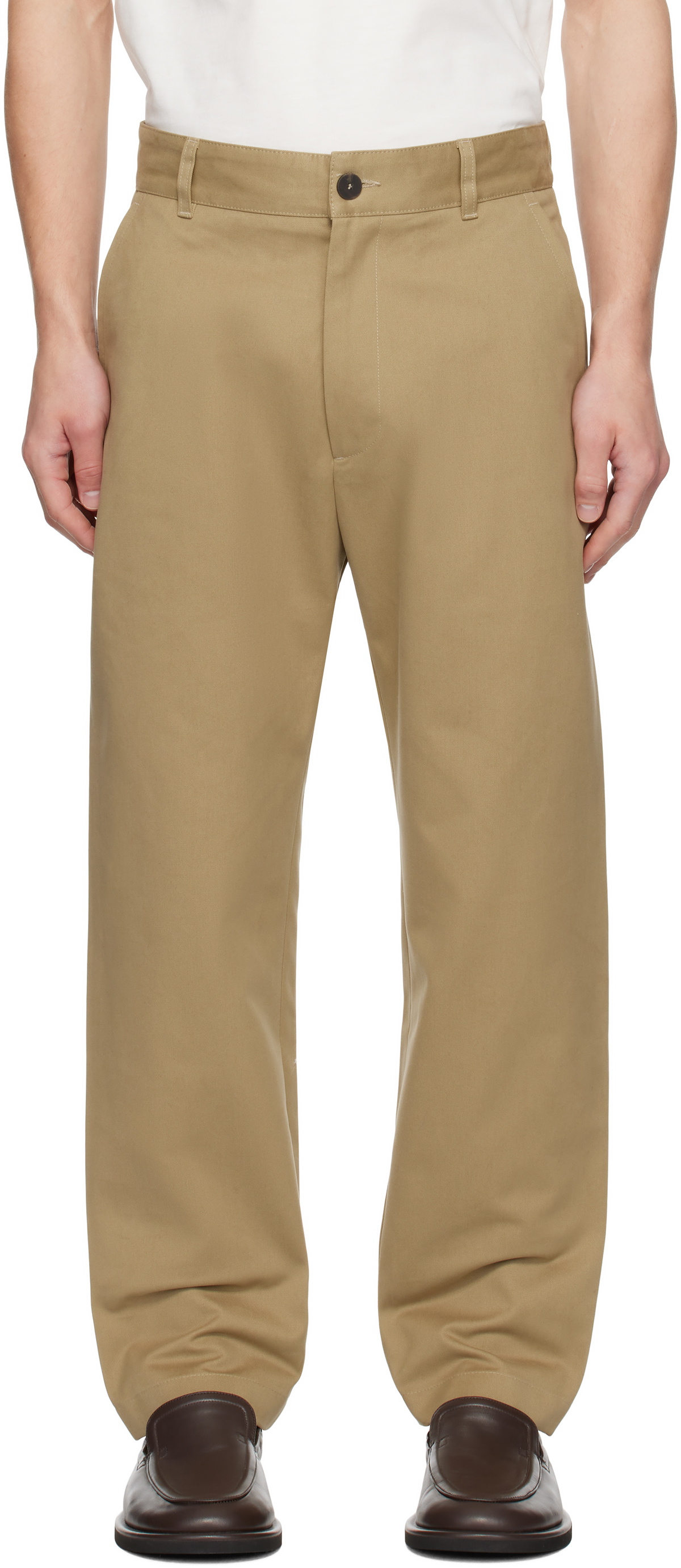 Beige Doring Trousers by Studio Nicholson on Sale