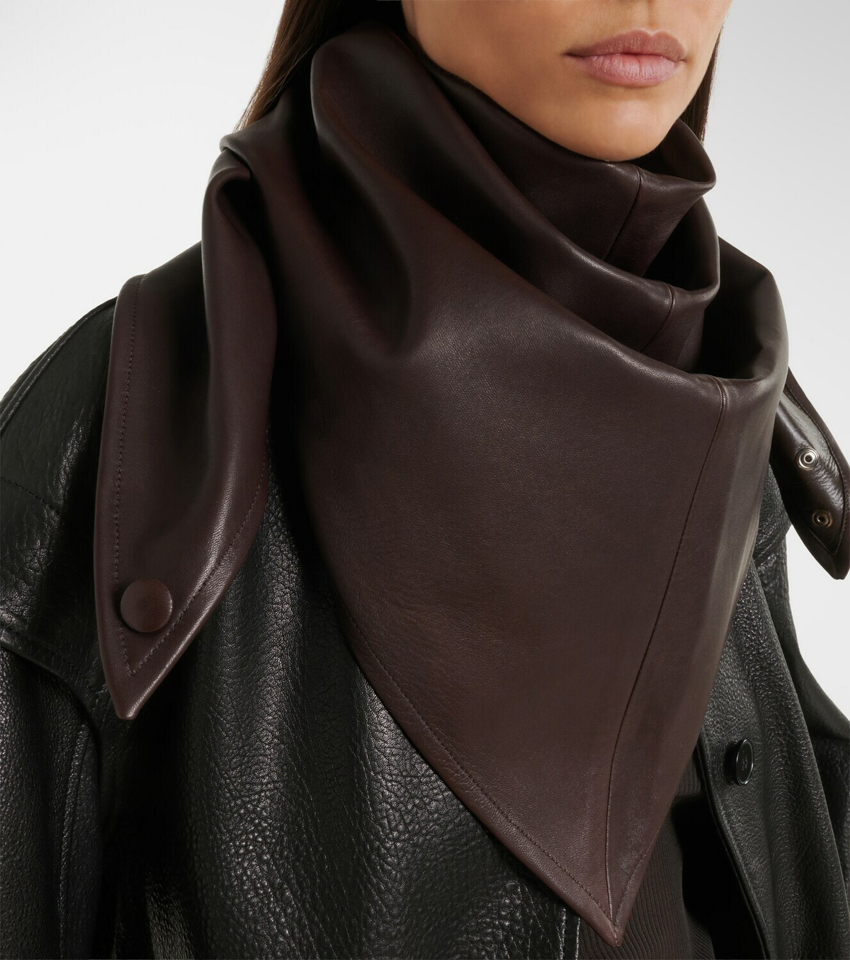 Nour Hammour Draped leather hood