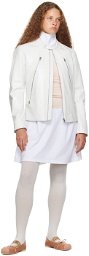 MM6 Maison Margiela White Zip Leather Jacket